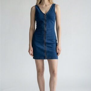 7th & Hudson Women's Size Small Full Zip Denim Mini Dress Blue
